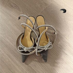 Gray Heels with Rhinestone Accents